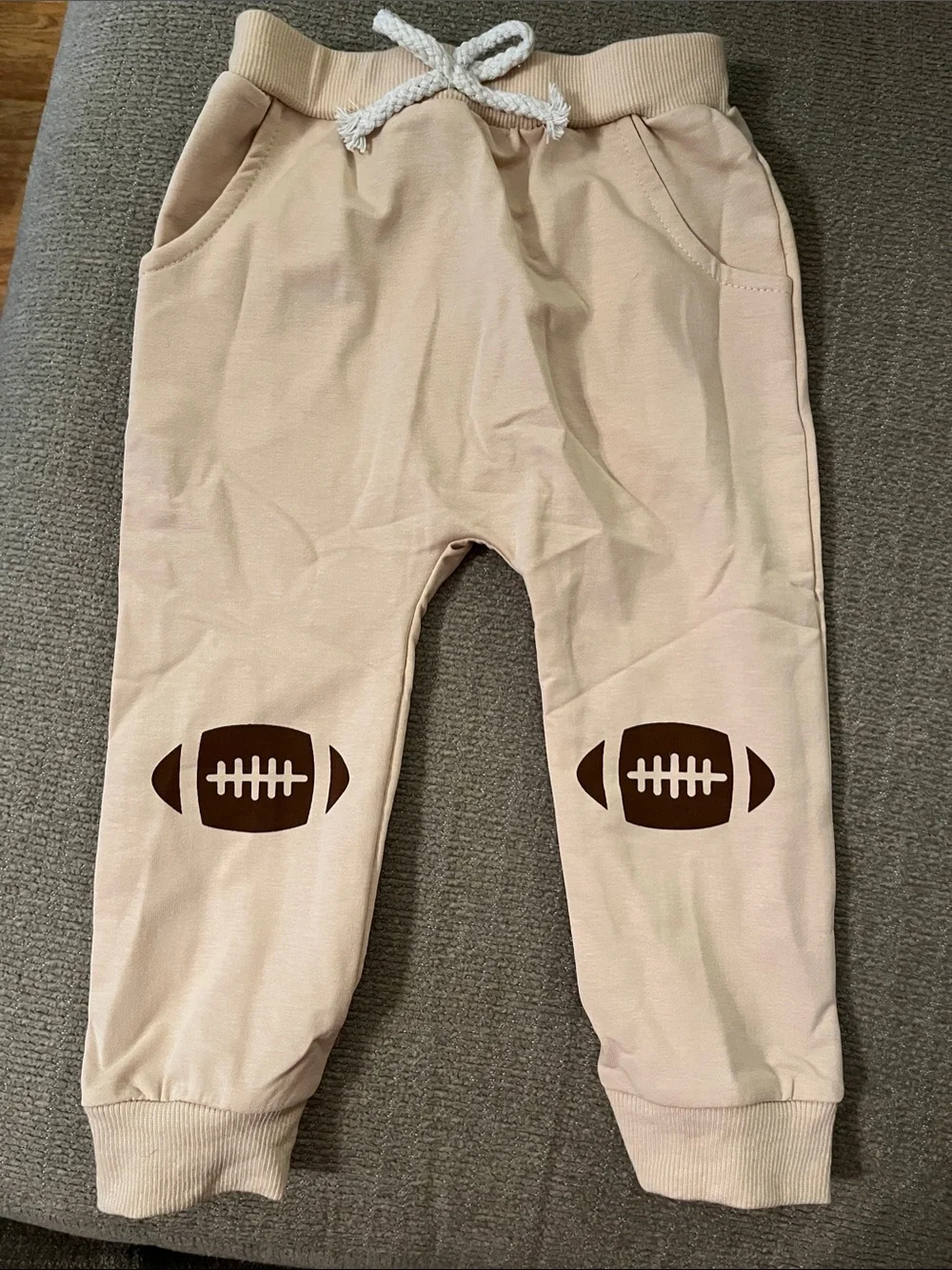 Kids Football Graphic Sweatshirt & Jogger Set - Tan